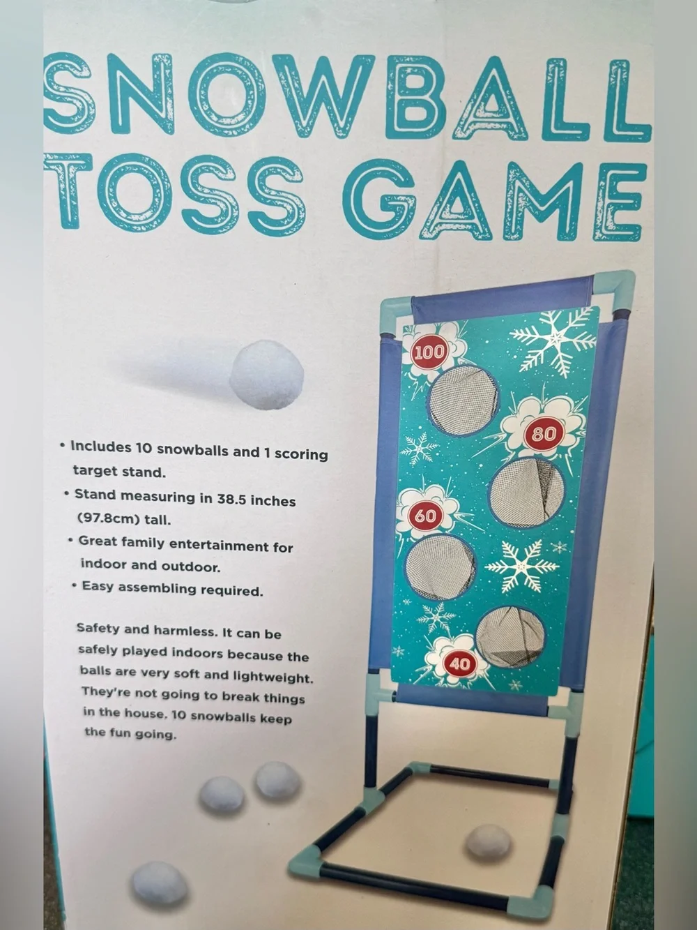 Snowball Toss Game By SNOWTIME 10 Fake Snowballs With Goal Board New